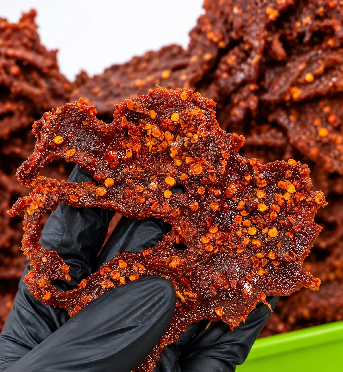 Close-up of chilli-seasoned Kilishi texture